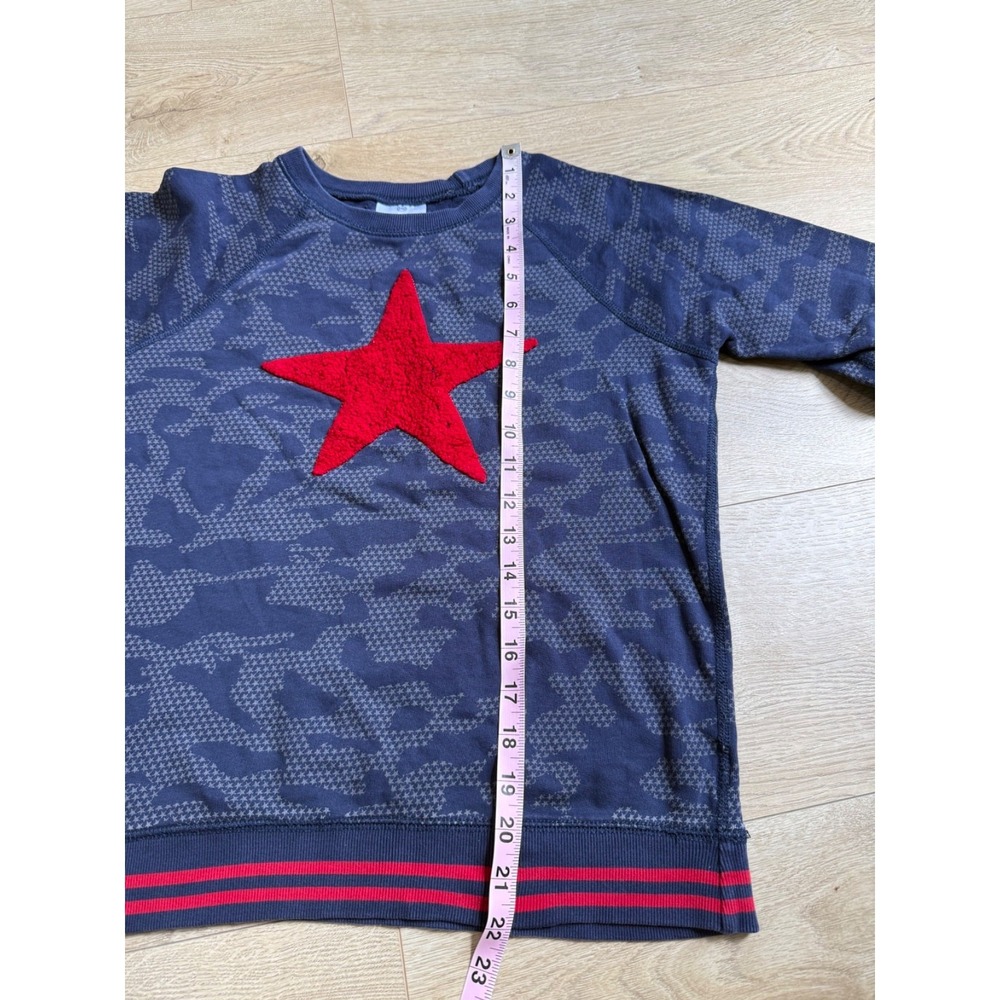 Kids Boys Girls Hanna Andersson blue camo red star stripe size 12 / 150 pullover - Picture 5 of 11